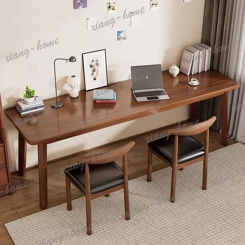 Double Long Desk Household Student Adult Home Writing Study Desk Simple Rectangle Solid Wood Leg Table