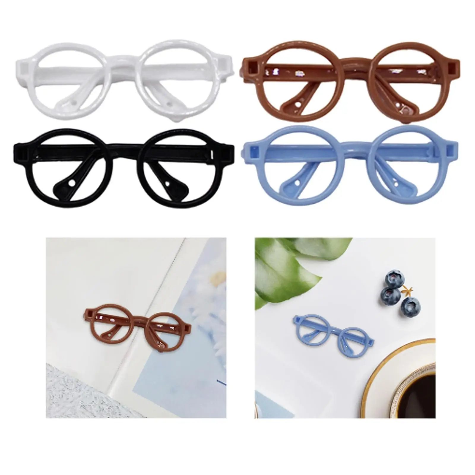 2xDoll Glasses Costume Accessories,Mini Dolls Supply Lightweight Figure Dress Up Eyelgasses Eyewear for Family Friends Birthday