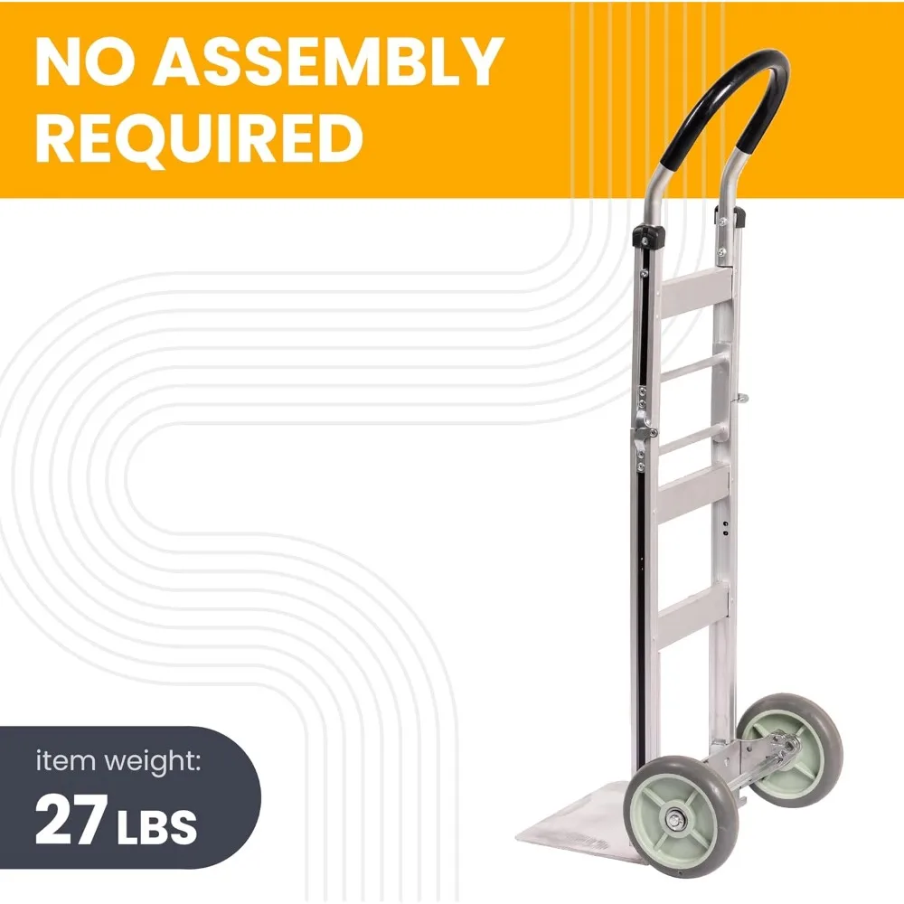 Fully Assembled Foldable Hand Truck with 8" Mold-On Rubber Wheels – Horizontal Loop Handle. 500 Lb. Capacity Dolly