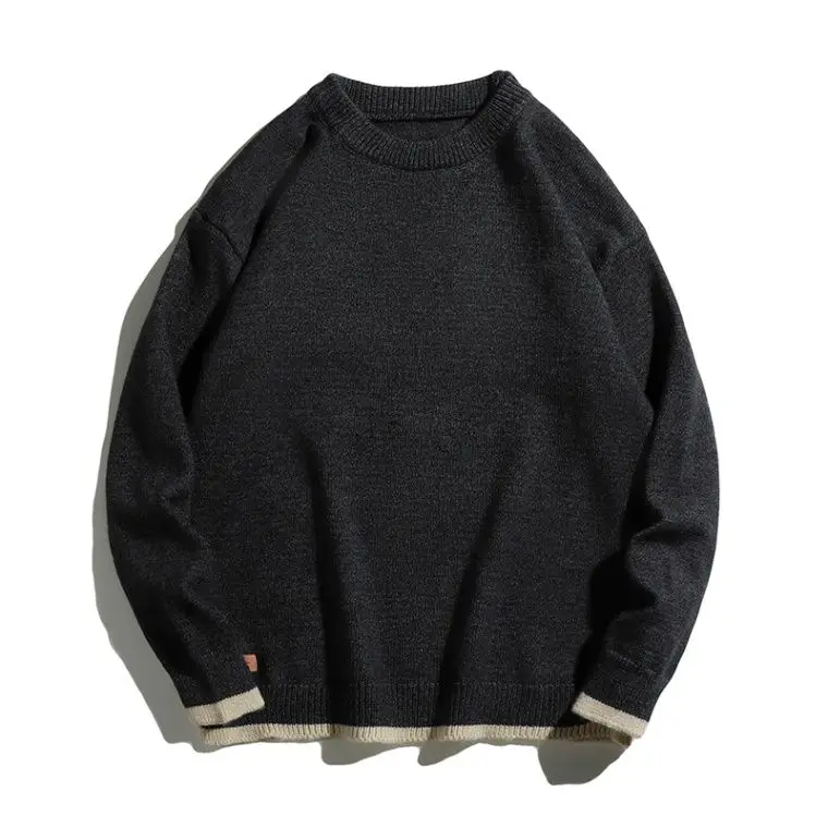 

Мужской свободный трикотажный джемпер: простой базовый слой, модный осенне-зимний корейский стиль, новинка 2024 года, повседневный, комфортный, из полиэстера