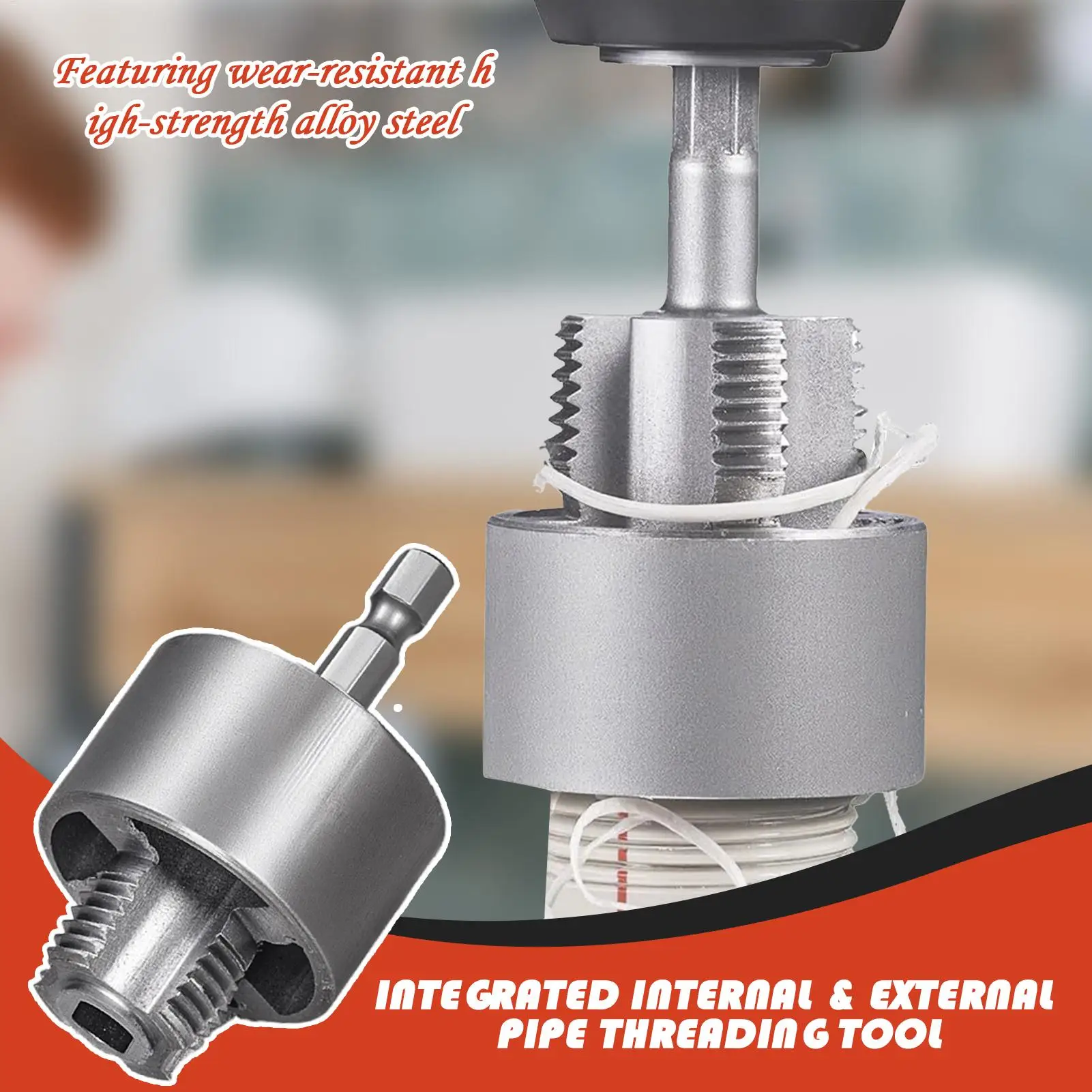 Pipe Threading Tool Water Pipe Threader Wear Resistant Integrated Internal External Cutter For Professional Electric Drill Home