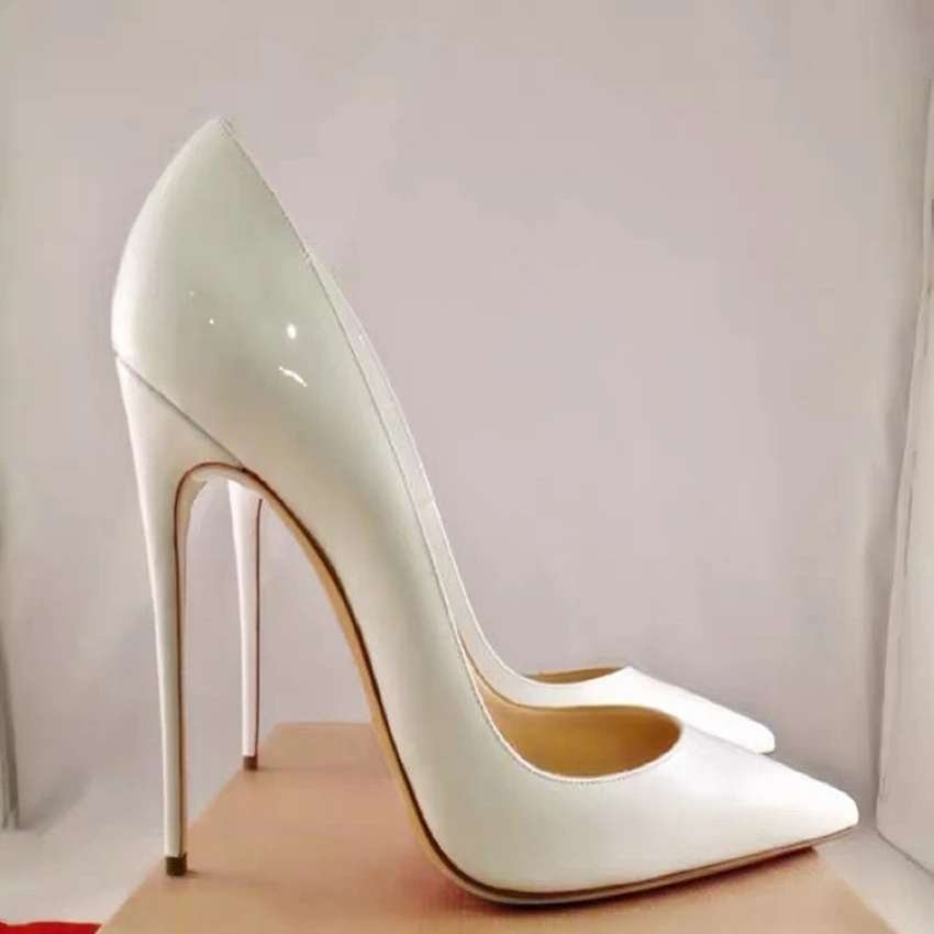 Women Pumps Heels Shoes Patent Leather Pointed Toe Sexy High Heels Shoes Stiletto Ladies 12 cm 10 cm 8 cm plus size