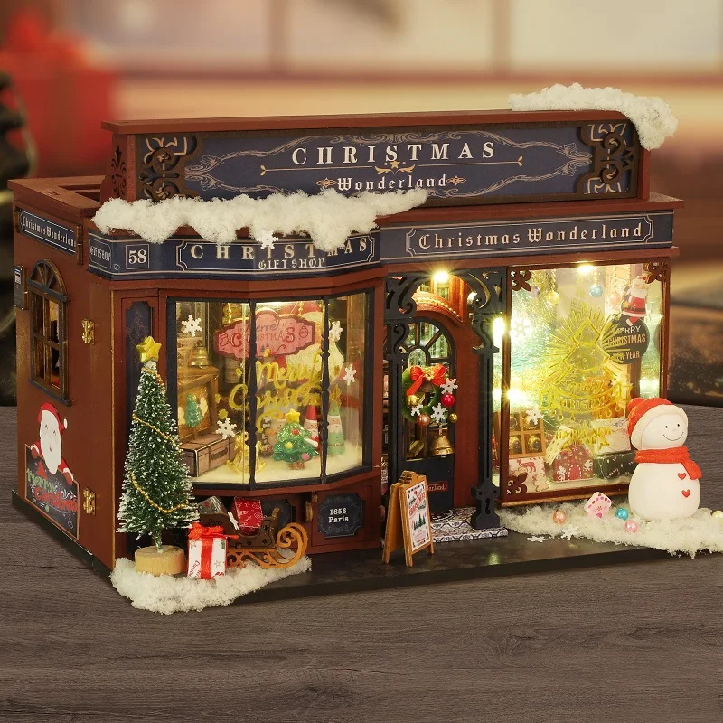 New Diy Wooden Doll Houses Christmas Wonderland Cottage Miniature Model Kit Dollhouse With Furniture For Friends Birthday Gifts