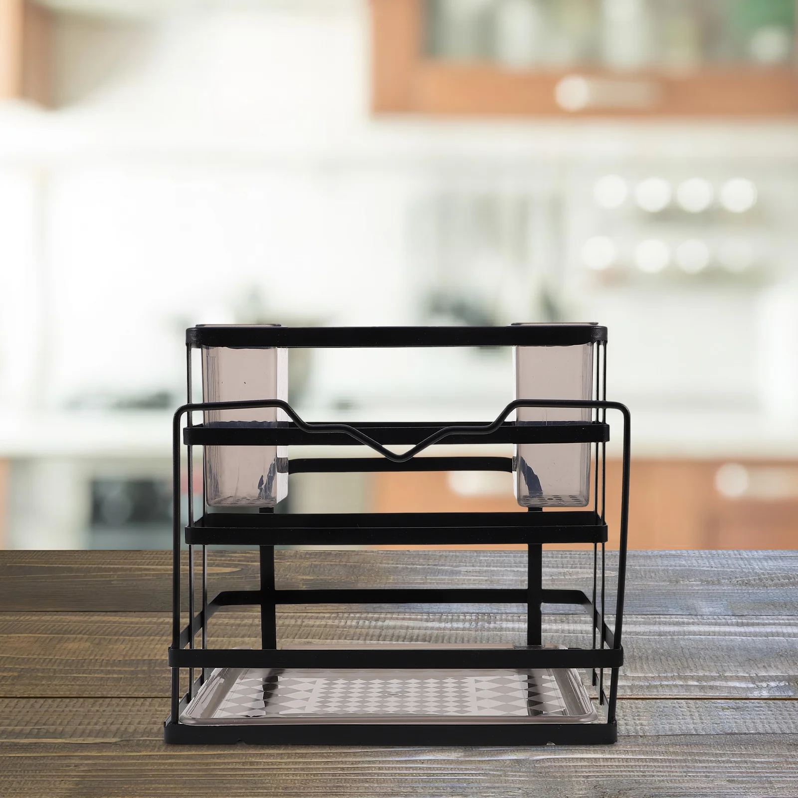 

Carbon Steel Kitchen Storage Rack Black Countertop Organizer for Knives Cutting Boards Chopsticks Space Saving Multifunctional