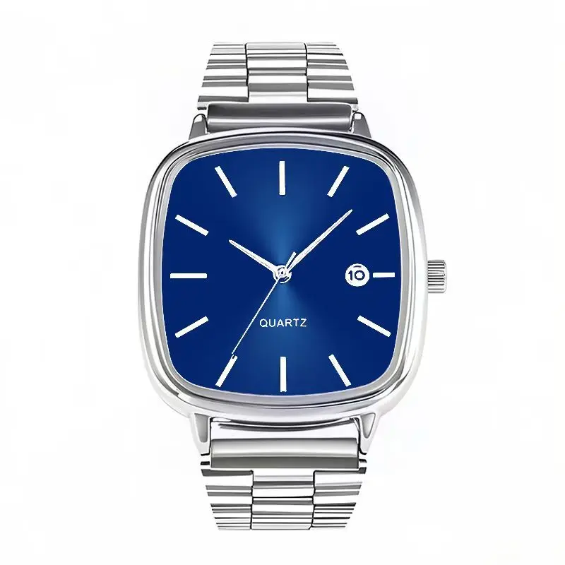 أزياء العلامة التجارية الرجال ووتش الصلب حزام الأعمال التقويم ساعات كوارتز ساعات المعصم الفاخرة هدية دروبشيبينغ الطلب الكبير على مدار الساعة