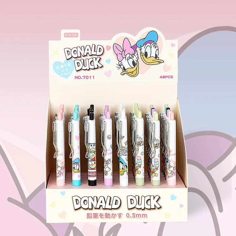 48PCS Disney Donald Duck gel pen students use press signature pen cartoon cute water-based pen office account pen black ink