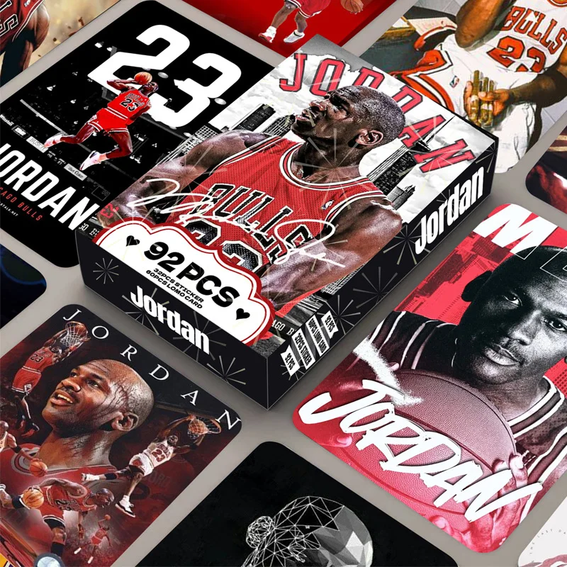 92Pcs Basketball Theme Lomo Cards Double Sided Photo Cards Collectible Cards with Stickers Greeting Cards Fans Collection Gift