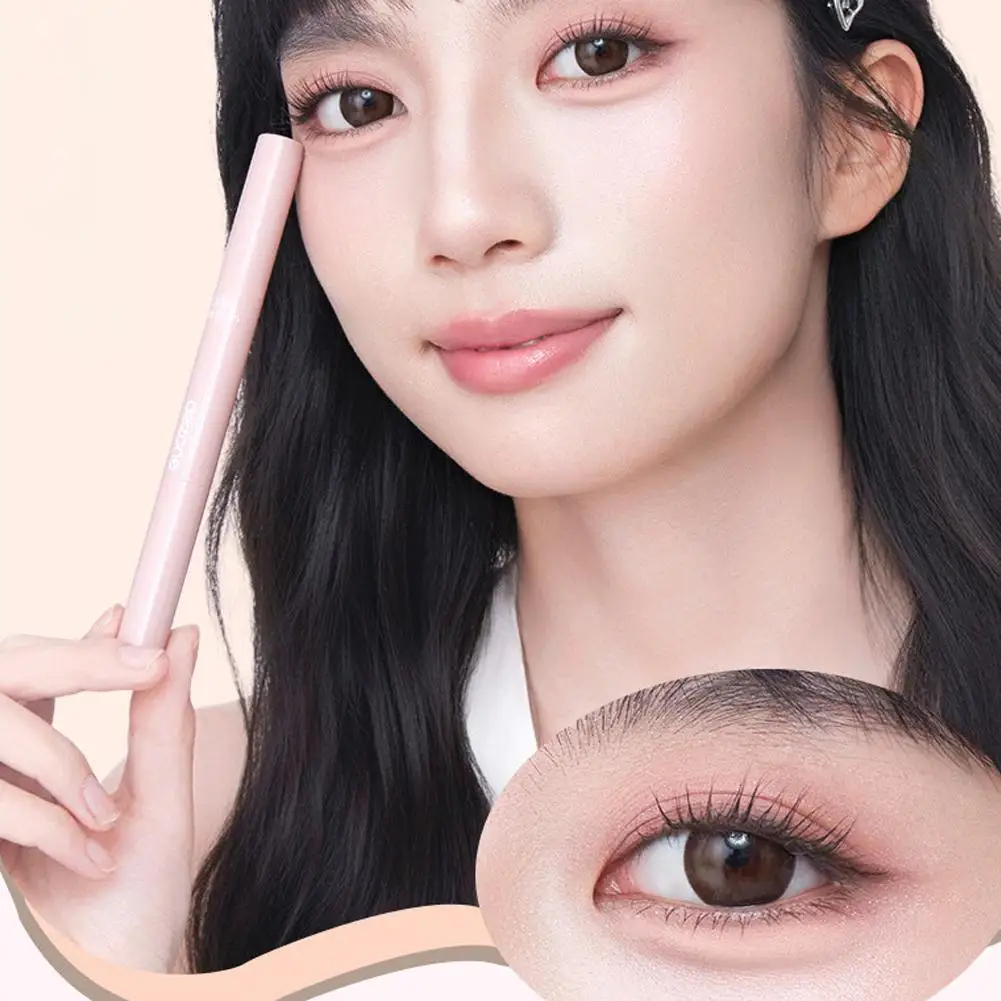 قلم دودة القز اثنين في واحد برأسين يضيء الظل عالي اللمعان ثلاثي الأبعاد الجمال الهزلي البني الخوخ الوردي قلم دودة القز