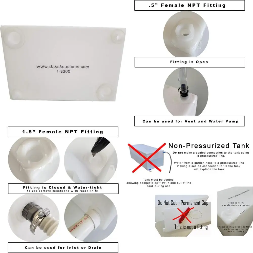 1 depósito de agua para vehículos recreativos, capacidad de 33 galones, sistema de agua fría y gris