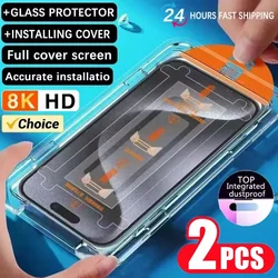 Oleophobic Coating Dust Free Easy Installation Screen Protector for IPhone 16 14 11 13 12 15 Pro Max 7 8 Plus Mini XS X XR Glass