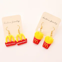 Ovxxons 1 Pair Explosive Popular Food and Play French Fries Earrings Creative Simulation Potato Chips Earrings Jewelry