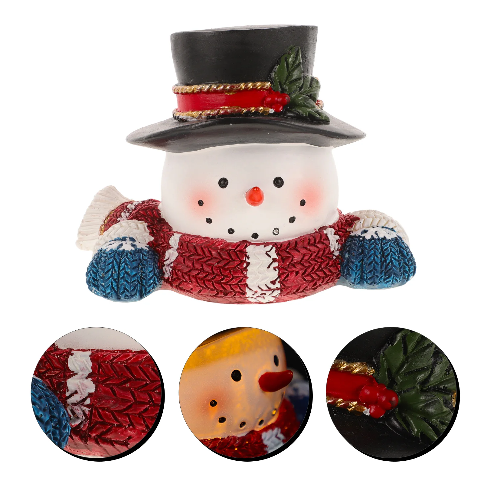 

Christmas Snowman Bust Statue Small Resin Snowman Sculpture for Living Room Bedroom Holiday Decor Winter Christmas Indoor