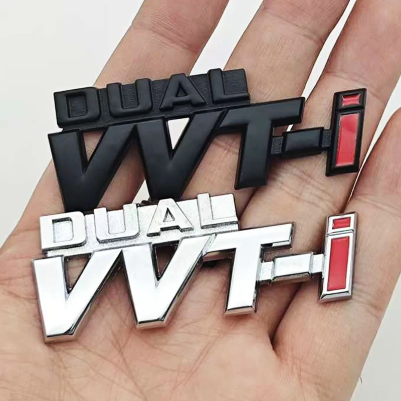 3D Metal Car Sticker Logo DUAL VVT-i Emblem Rear Trunk Fender Badge Decals For TOYOTA Dual VVT-i Camry COROLLA YARiS Rav4 PRIUS