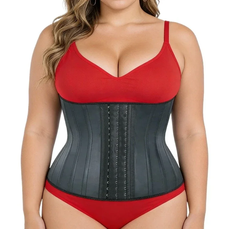 

Latex Waist Trainer Corset with 25 Steel Bones Tummy Control Fajas Reductoras Body Shaper Belly Modeling Sheath Strap