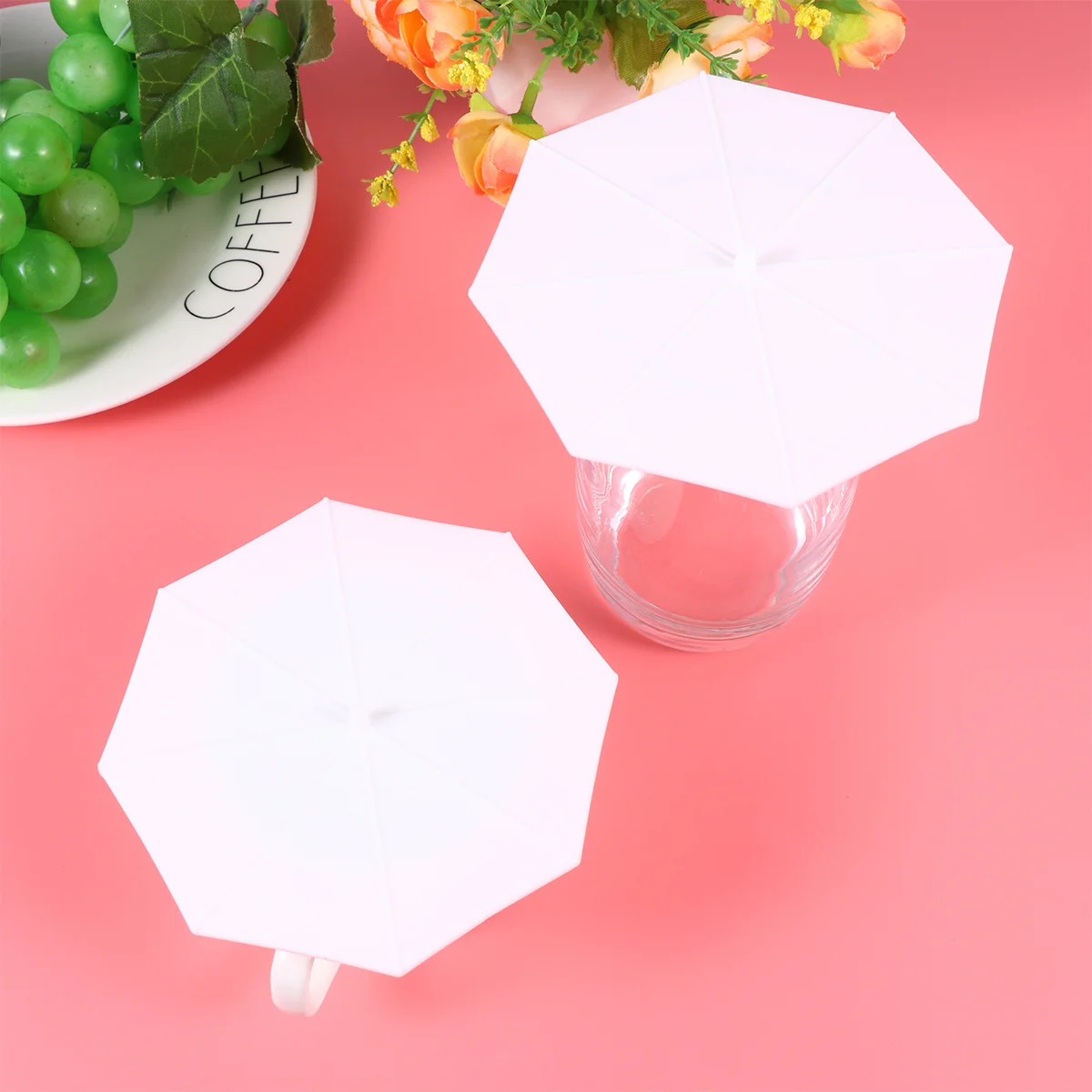 

4pcs Silicone Lids Umbrella Shaped Food Grade Reusable Leak Proof Cup Cover For Home Office Kitchen Barware Use Cup Lid Mug Lid
