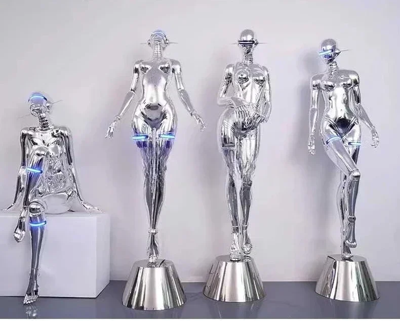 Future sense electroplating large ornament mechanical Ji sculpture floor decoration