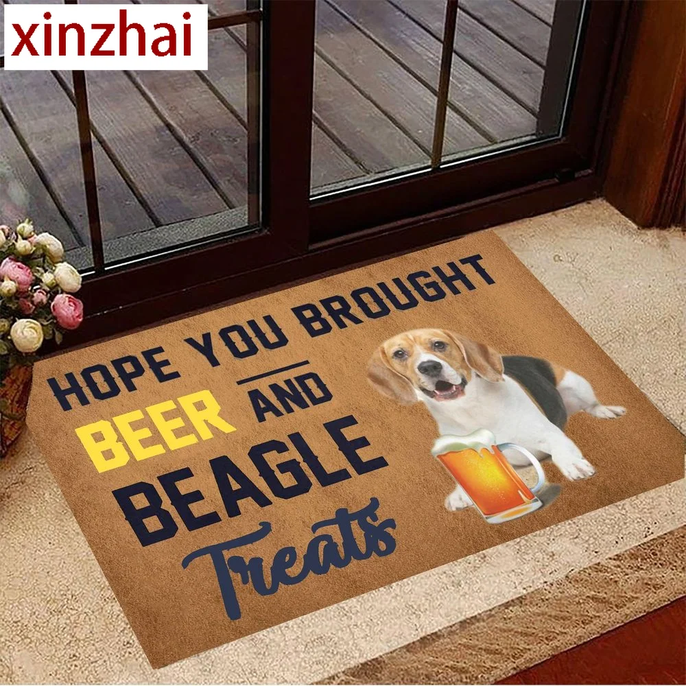 CLOOCL Hope You Brought Beer And Beagle Treats Doormat Funny Dog Doormat Gifts For Beagle Lovers 3D Print Carpet Mat Home Decor