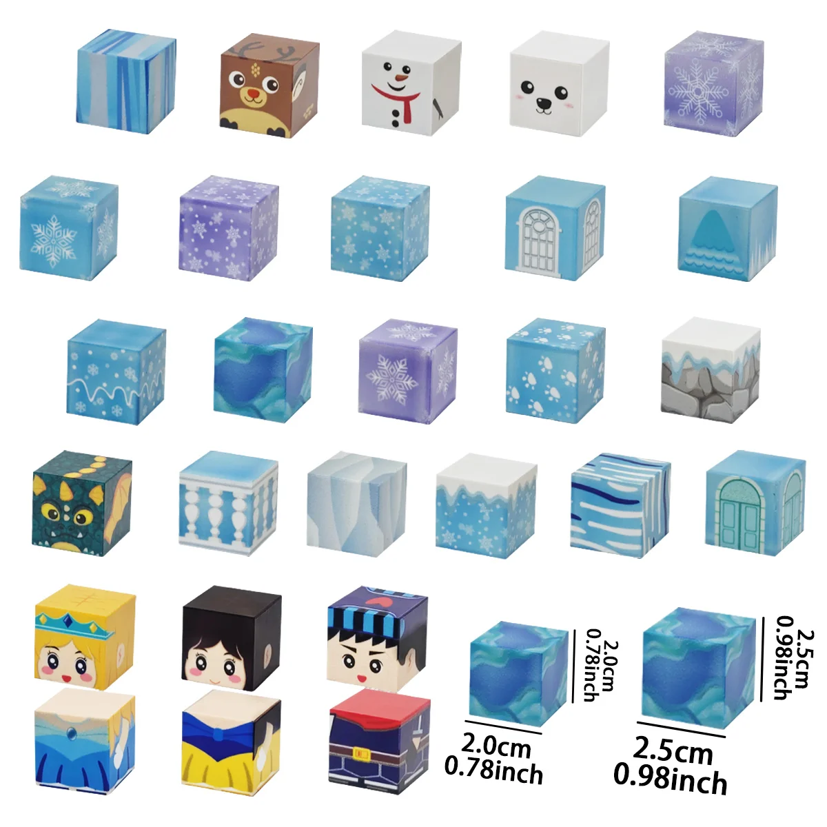 Ice and Snow World Magnetic Block Set, Ice and Snow Magic Castle Theme, Princess, Knight, Snowman Magnetic Blocks, Magnetic Blo