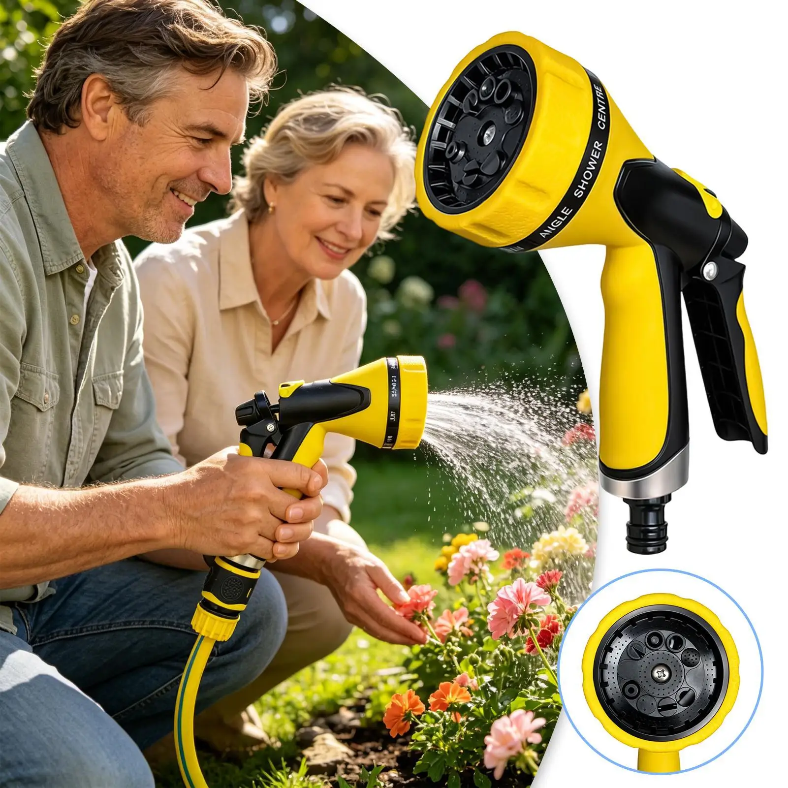 Water Hose Nozzle Adjustable 10 Patterns Heavy Duty Sprinkler Hose Water Sprayer For Outdoor House Deck Faucet Washing Blower