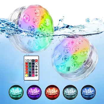Lumières Led submersibles avec télécommande, alimentée par batterie, pour étang sous-marin, baignoire, Spa, piscine, fontaine, Vases, aquarium
