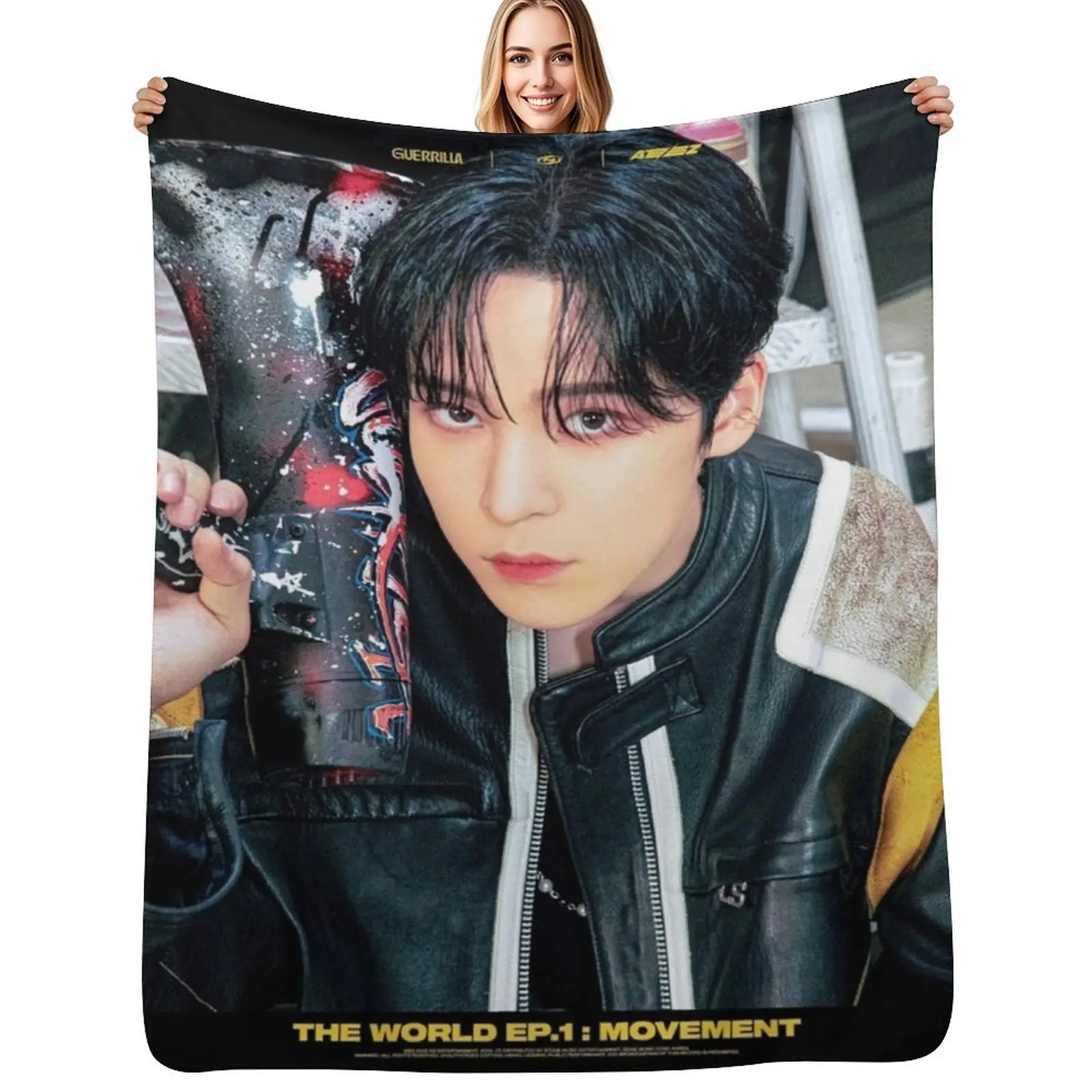 

Yunho - Ateez Throw Blanket Cozy Home Blanket Gift for Christmas Holiday