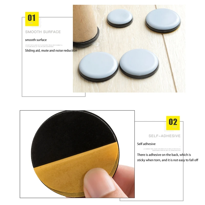 40Pcs Easy Move Heavy Thickening Furniture Leg Slider Pads Self-Adhesive Floor Mat Floor Protector Anti Noisy