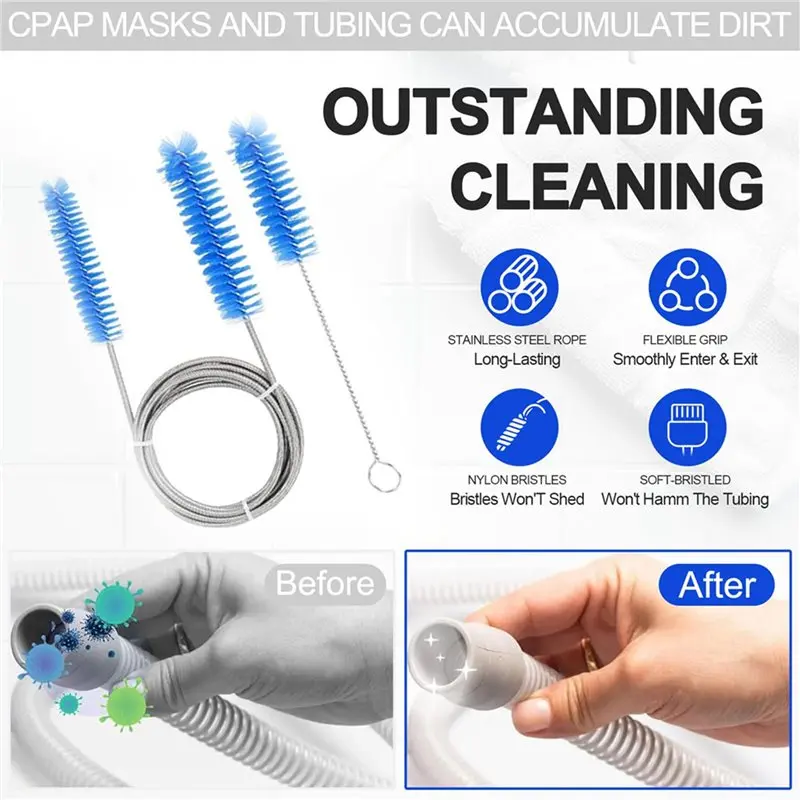 【FLASH DEAL】8-Piece Set Of CPAP Tube Cleaning Brush, Suitable For Standard CPAP Hoses And Masks With Diameters Of 15-22Mm