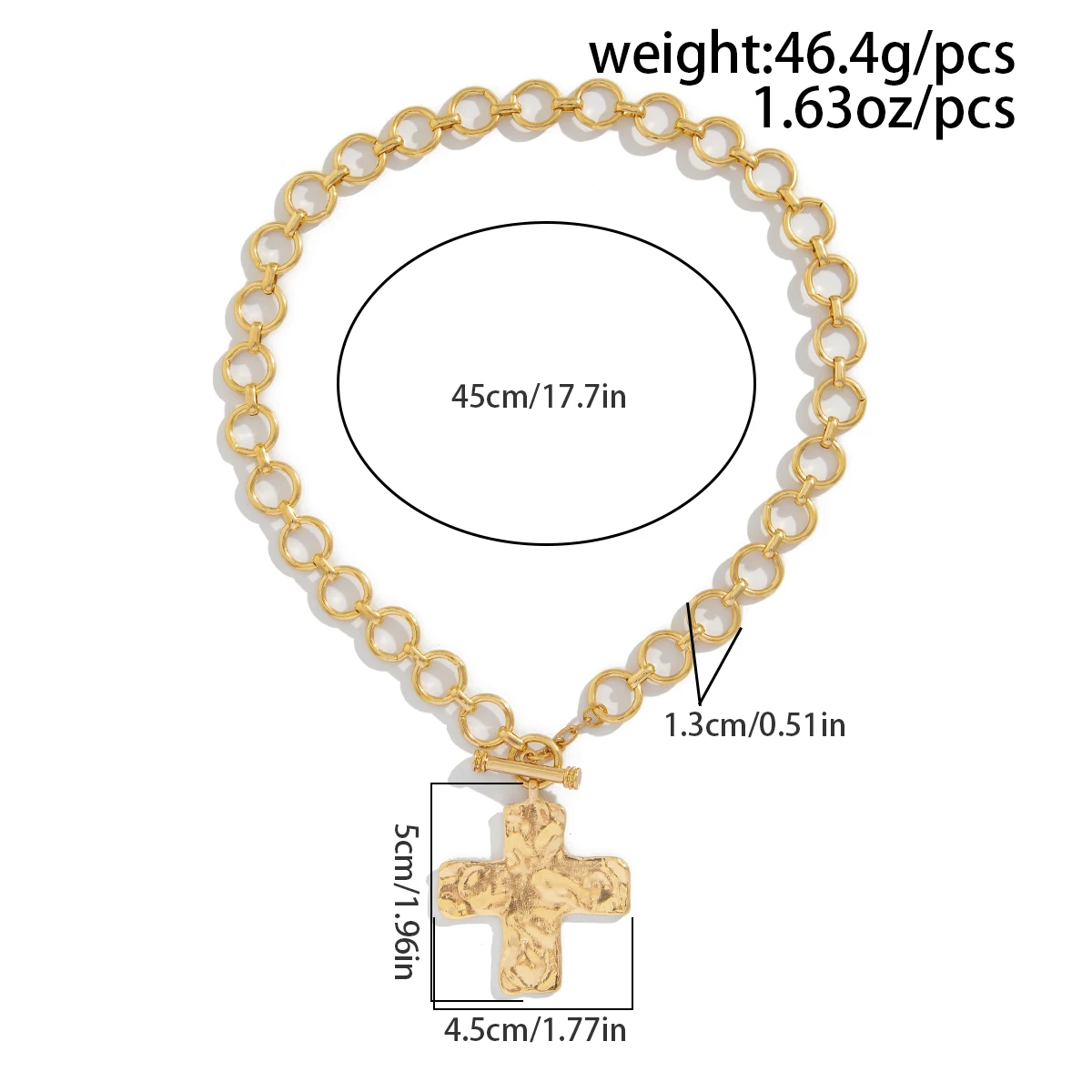 SHIXIN Gothic Punk Large Cross Pendant Necklace for Women Exaggerated Gold Color Metal Chain OT Buckle Choker Halloween Jewelry