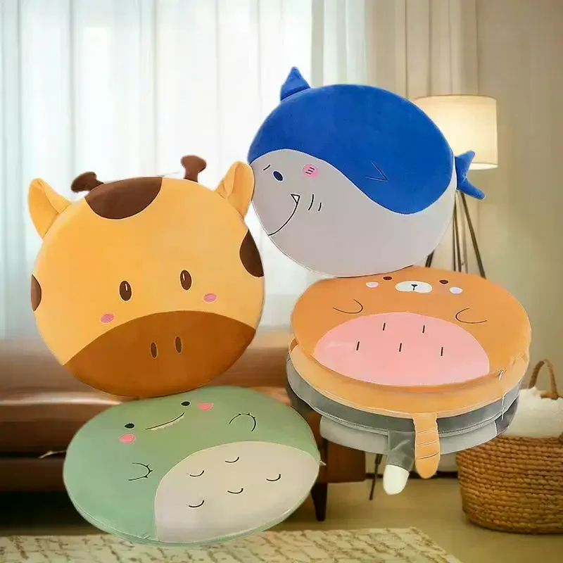 Pc Removable and Washable Behind Cushion Cartoon Elastic Memory Foam Job Chair Pad Circle Stretch Velvet Animal Seat Pillow.