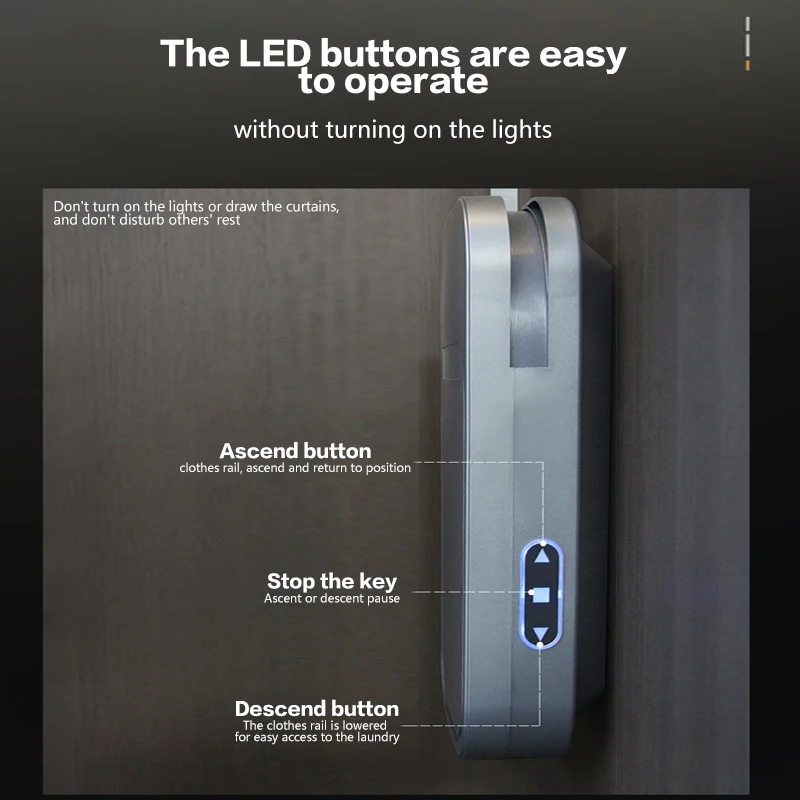 Asta di sospensione per ascensore elettrico con controllo vocale intelligente con sensore tattile remoto Ritorno automatico Doppio motore Silenzioso armadio guardaroba