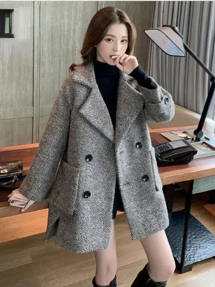 

Women's Wool Coat Vintage Loose Button Coats Jackets Thickening Warm Fashion Long Sleeved Coats for Women Coat JJ558