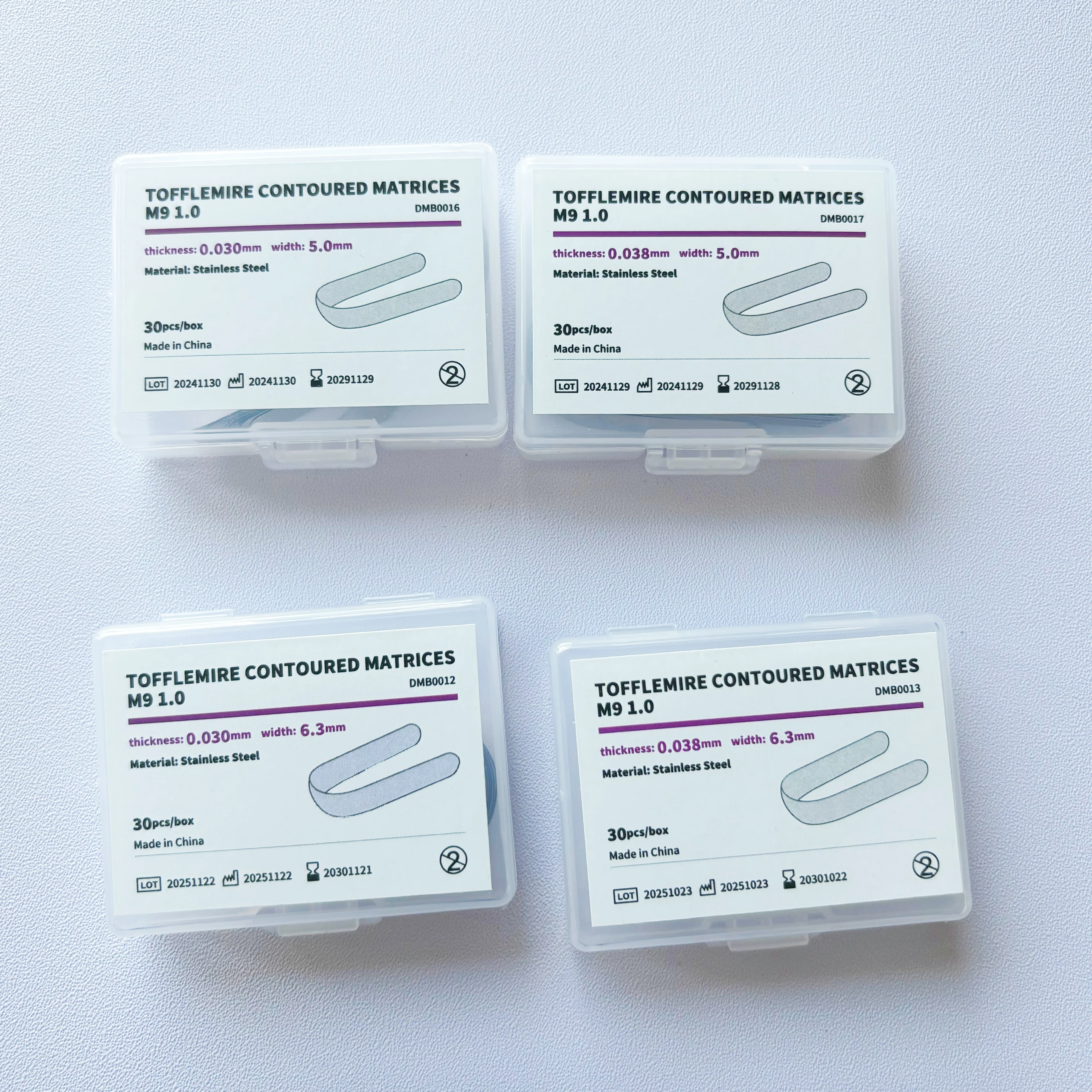 Dental Tofflemire Contoured Matrices Stainless Steel Matrix Bands 0.03/0.038mm Width 5.0/6.3mm Double-contoured Molar