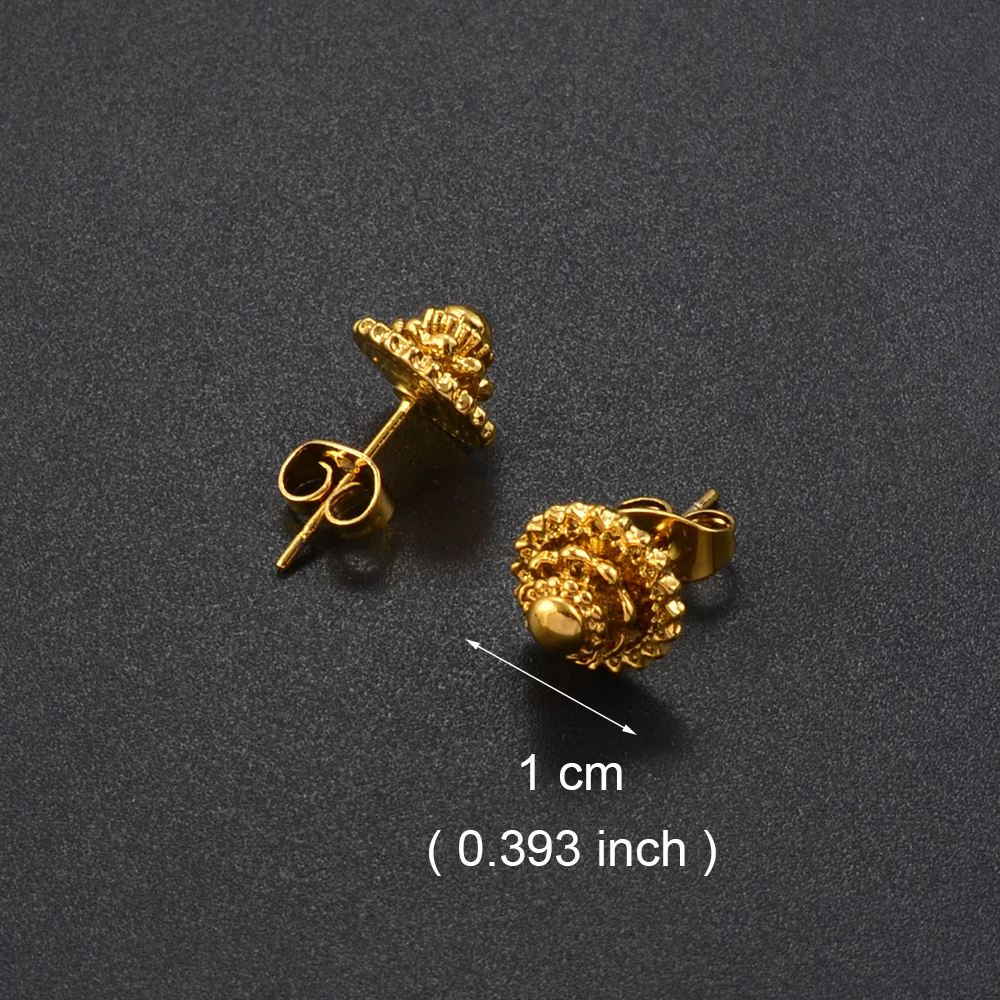 Anniyo 12Pairs,Gold Color/Silver Color Ethiopian Small Stud Earrings for Baby Girls Arab African Jewelry Wholesale #003716