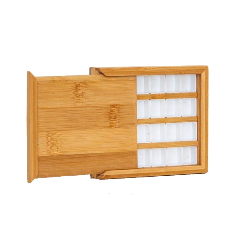 

New Wood Watercolor Palette with Lid Empty Bamboo Paint Palette 24/36 Grid Portable Paint Storage Box Painting Art Supplies