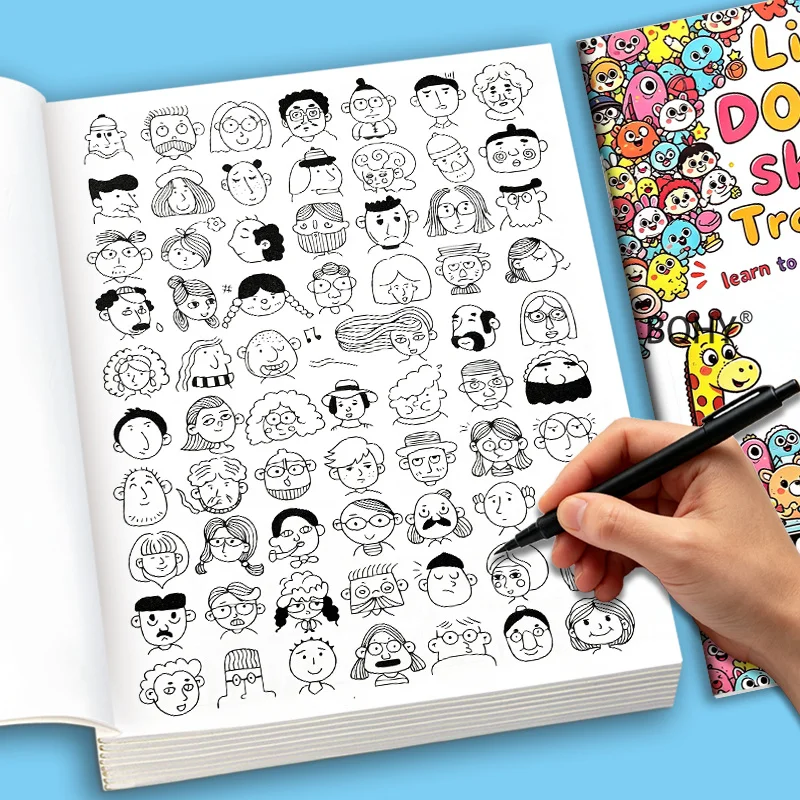 1 Hand Drawn Practice Coloring Book, Include Themes Like Funny Expressions/character Portraits/snack/fruits/vegetables, 32 Pages
