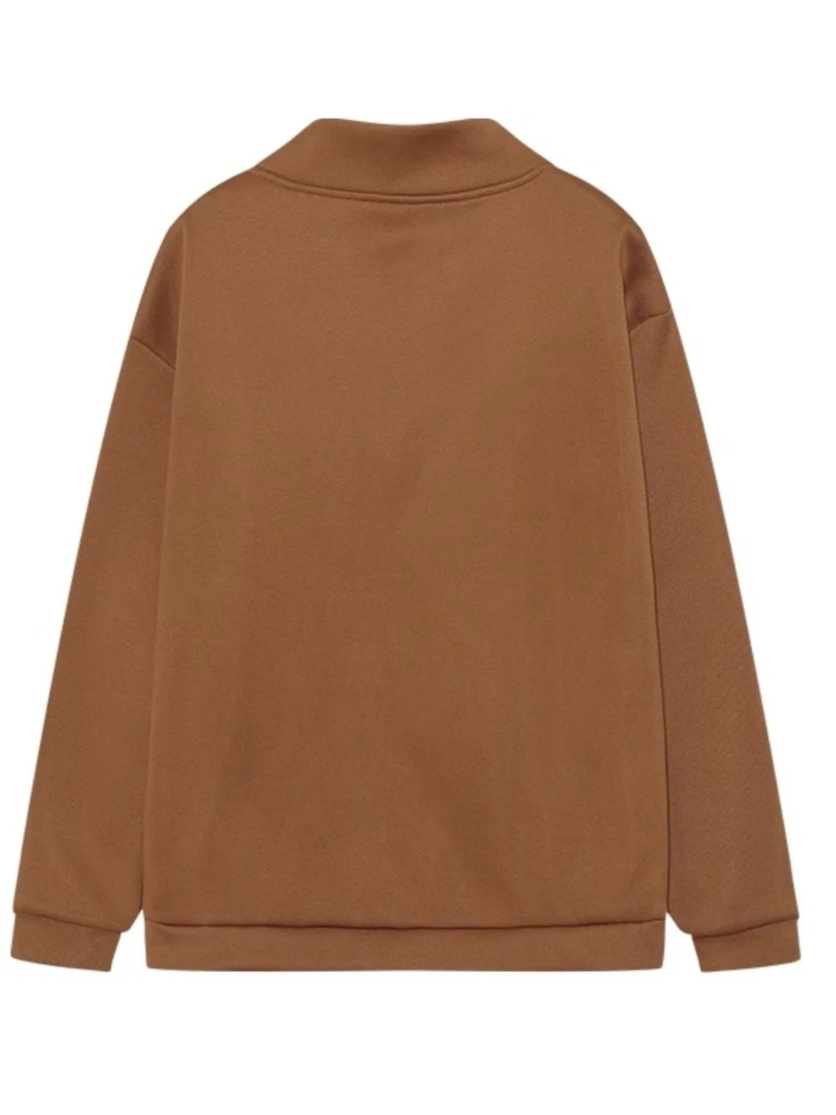

Fashionable Autumn Winter Zipper Collar Hoodie Pure Color Casual Loose Shoulder Long Sleeve Fleece Sweatshirt Jacket for Stud...