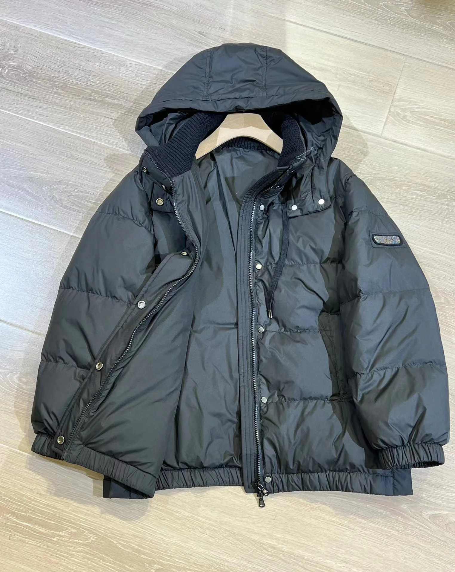 Black Hooded Down Coat