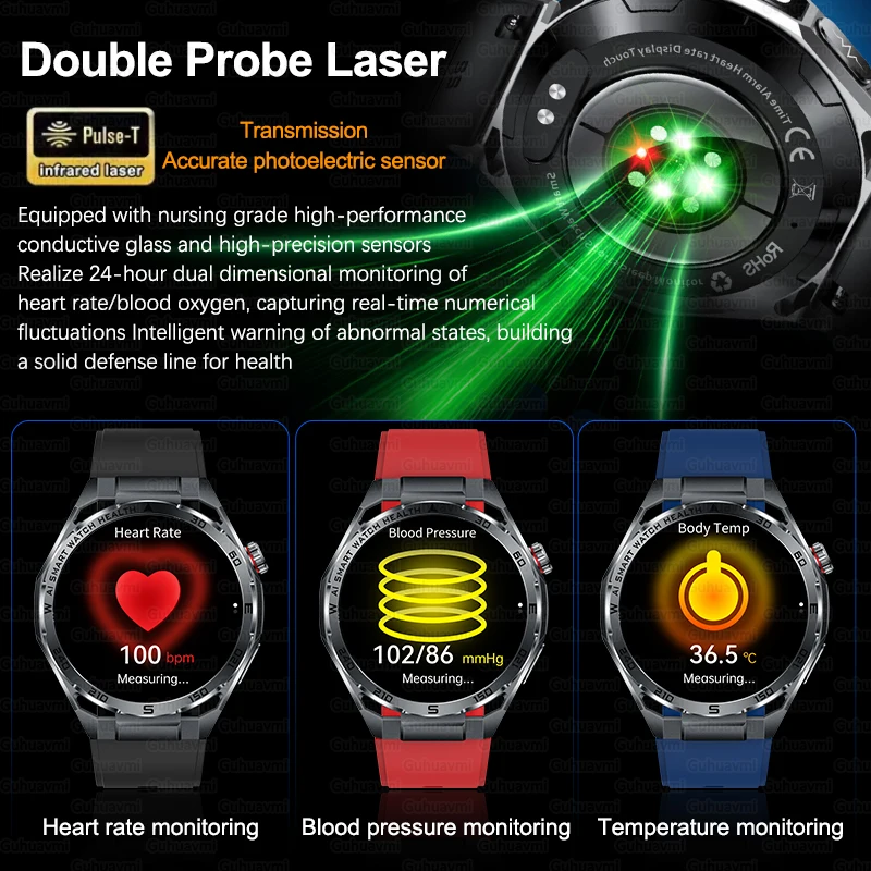 2026 New AI ECG Smart Watch Men Accurate Heart Rate BP Blood