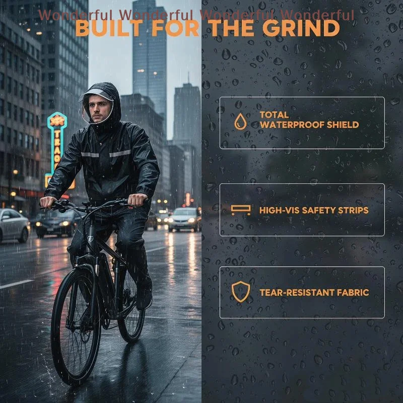 

Full Body Raincoat And Rainpants Suit For Electric Bicycle Motorcycle Reflective Split Design For Takeaway Riding Storm Protec