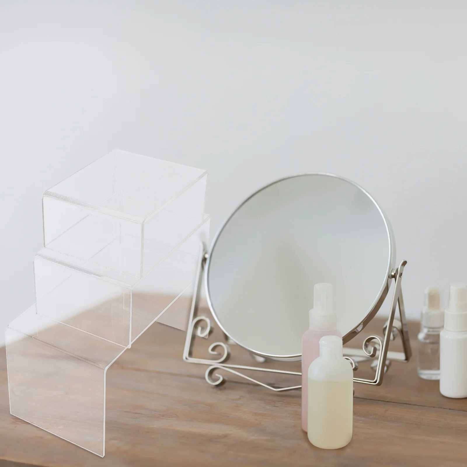 

3pcs Acrylic Cosmetics Display Stand Ladder Style Storage Rack For Jewelry Organizer Holder Shelf Perfume Display Base