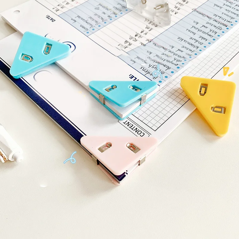 1/5/10pcs Cute Cartoon Style Transparent Triangle Clips Book Corner Clip Office Stationery Accessories Desk Cute Corner Clips