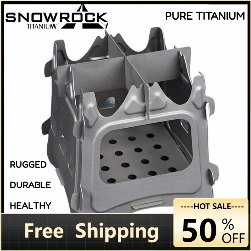 SNOWROCK Titanium Outdoor Foldable Wood Stove Hiking Picnic Ultralight Portable Fire Burner Stove Multi-purpose Camping gear