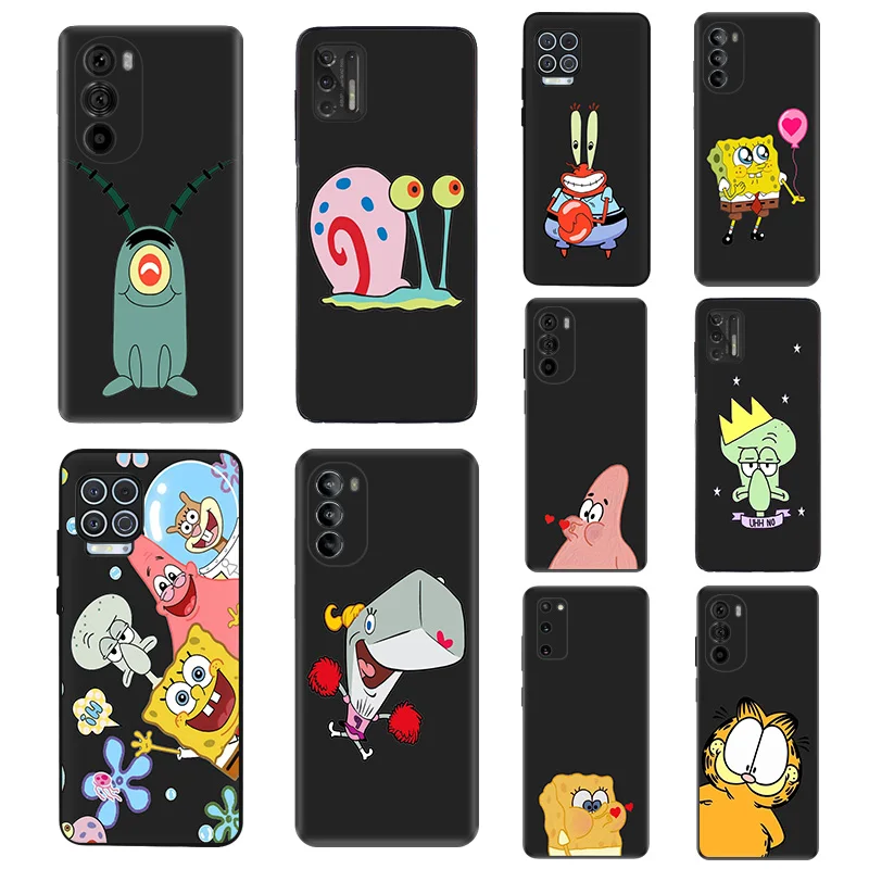 Soft Silicone Phone Case For Moto Edge 30 40 20 G9 G73 G53 G72 G52 G32 G22 G71 G60 G51 G50 Cute SpongeBobes Matte Protect Cover