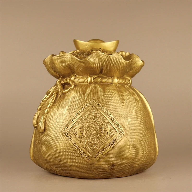 

, Brass Bag, Money Pouch, Generous Fortune Ornament, Decorative Craft for Living Room and Office