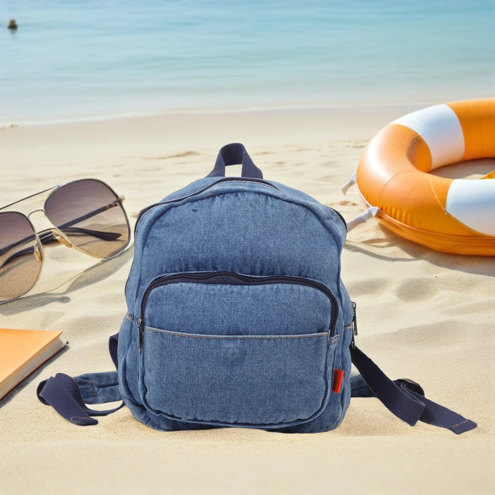 

Vintage Mini Denim Backpack Canvas for Women Small Durable Retro School Bag Multiple Pockets Comfortable Straps College Students