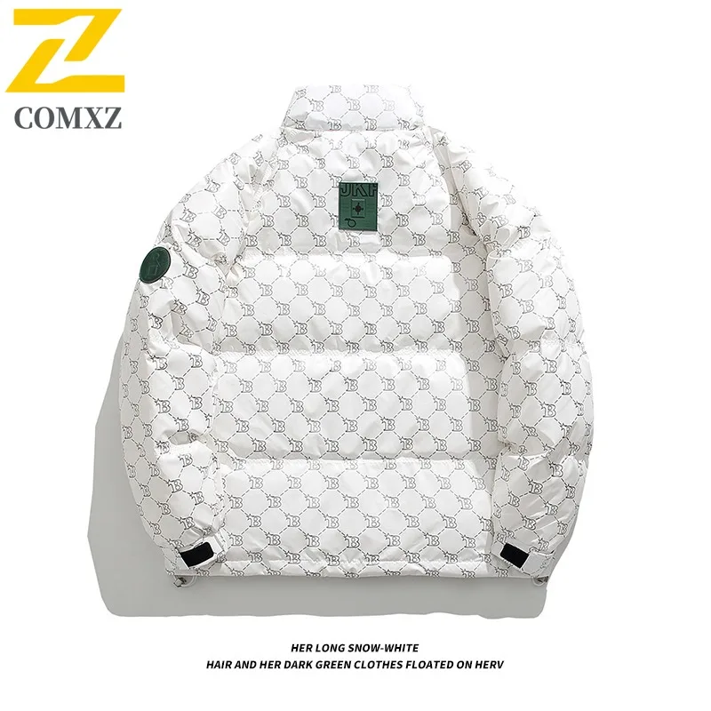 COMXZ Winter Jacket High-End Warm Cold Proof Skiing Puffer Jacket Street Loose Trendy Korean Version Down Jacket Men's Clothing
