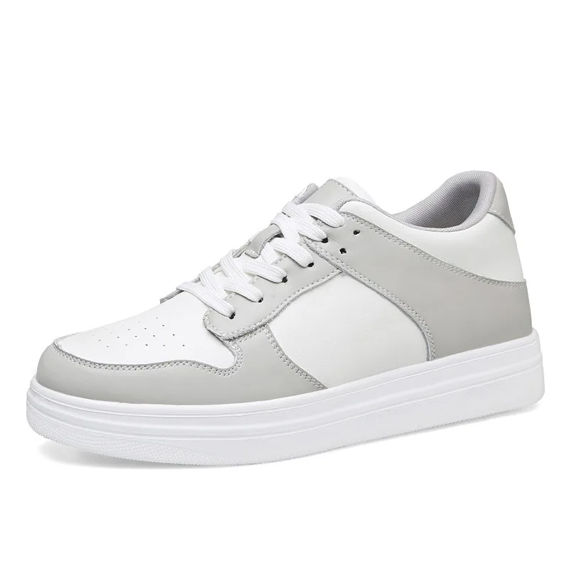 Couple Sneakers Fashion Youth Student Skateboard Shoes 8cm Inner Height-increasining Sport Shoes Men Women Leather Casual Shoes