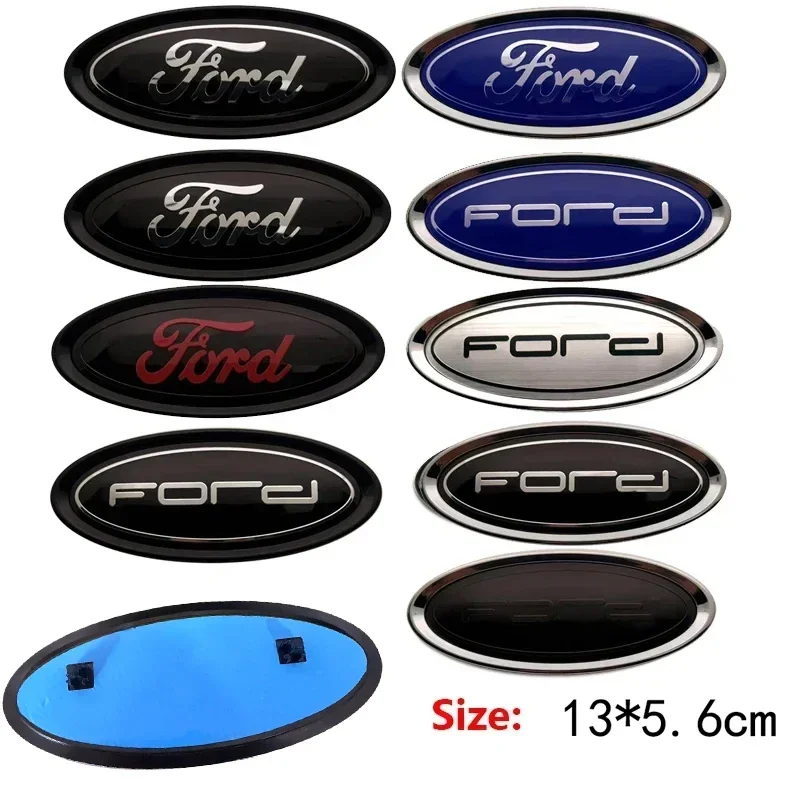 

13x5.6CM 2-Pins Ford Emblem Front Hood Rear Trunk Badge Auto Exterior Accessory For Escape Edge Focus Fusion Mondeo Kuga Fiesta