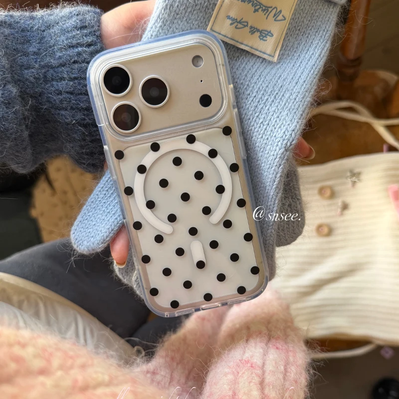 Korean Ins Polka Dots Y2K Girl For Magsafe Magnetic Phone Case for iPhone 17 16 11 12 13 14 15 Pro Max MINI Plus 17air 16e Cover view 5