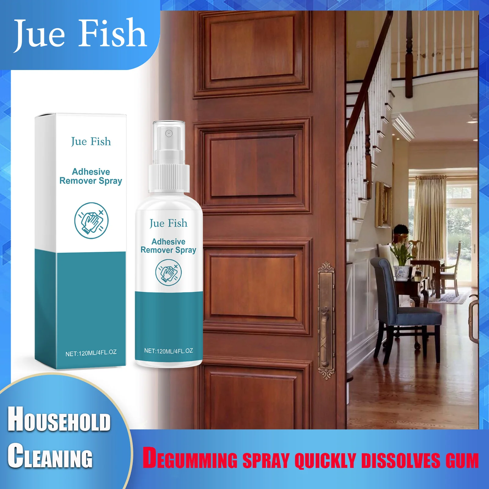 

Jue Fish Multi-function Degumming Spray Mild Formula Metal Glass Cleaning Glue Residue Household Degumming Spray